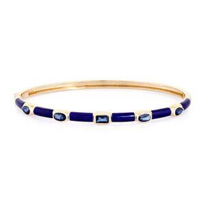Royal Radiance 14K (or 18k upon request) Yellow Gold Enamel Blue Topaz Bracelet
